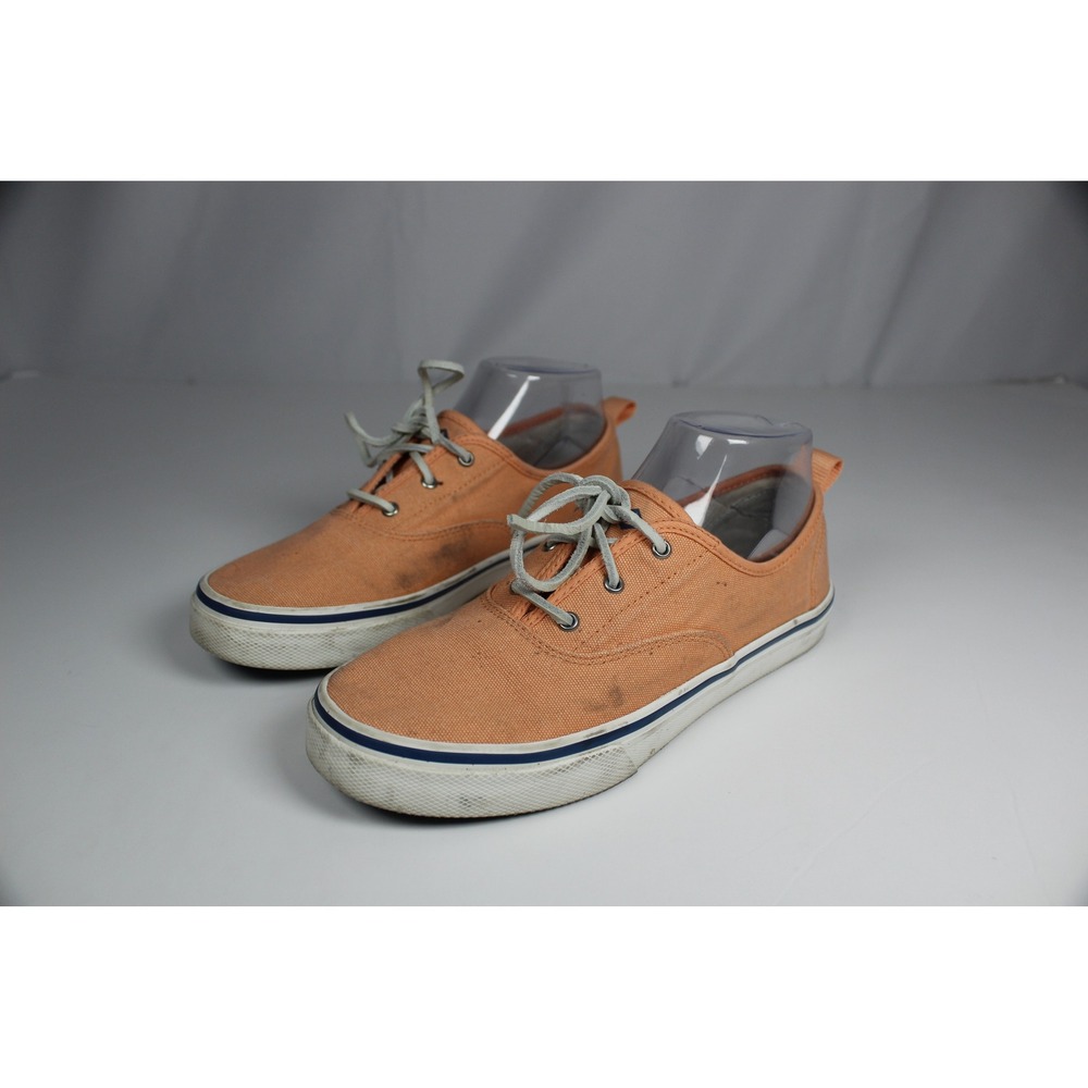 Sperry Top-Sider Womens Canvas Sneakers Coral Orange Lace Up Low Top